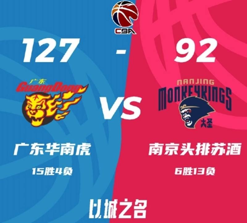 CBA战报:广东127-92打崩同曦 单节轰下46分 胡明轩23分 周琦8+13 布莱克尼29分