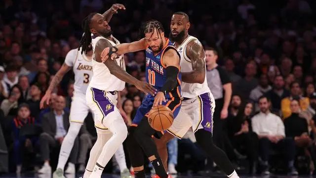 今日nba战况快报消息:湖人113-105击败尼克斯,詹姆斯24分5板5助,布伦森36分6板10助