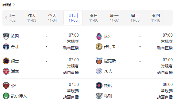 2022年NBA常规赛比赛时间