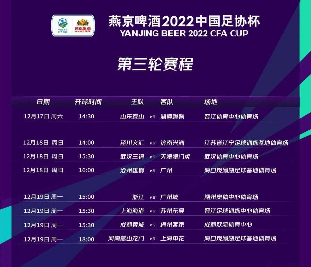足协杯赛程-2022中国足协杯第三轮赛程确定及后续赛程调整